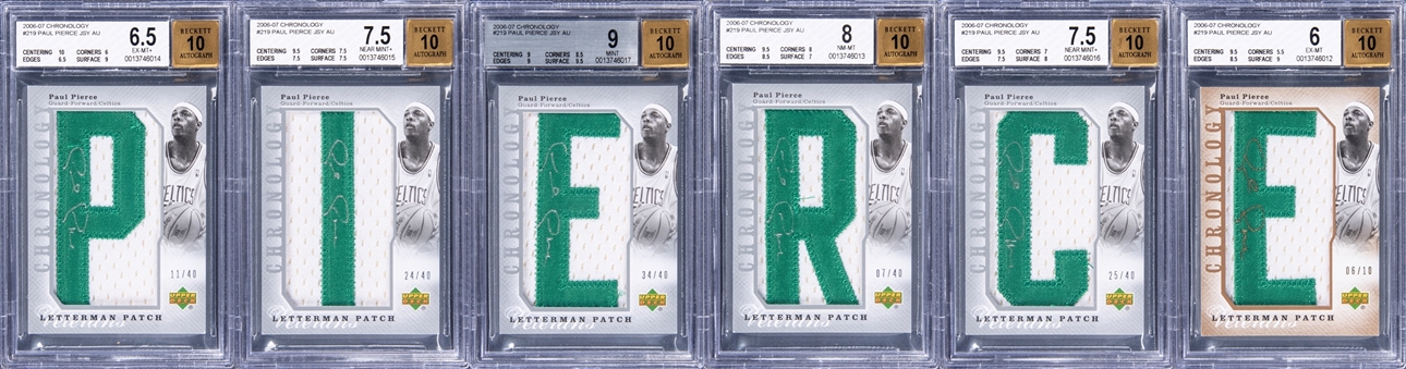 2006-07 Upper Deck Paul Pierce Full Last Name Letterman Patch BGS-Graded Card Collection (6)